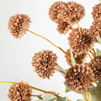 6 Artificial Silk Flowers + 3 Eucalyptus, Artificial Chrysanthemums with Stems for Home Decor, Light Taupe