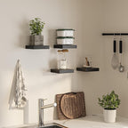 Square Floating Shelves for Wall, 8" W x 8" D x 1.2" H, Small Wooden Wall Mounted Display Shelves with Invisible Brackets for Living Room, Bedroom, Bathroom, Kitchen Decor, Set of 4, Black