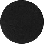 REDEARTH · Cylindrical Pouf Ottoman - Braided Pouffe Accent Sitting Round Footrest for Living Room, Bedroom, Nursery, kidsroom, Patio ; 70% Cotton 30% Jute, Set of 2 (14.5x14.5x16; Black Natural)