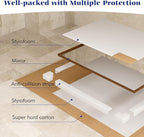 40x36 Inch Rectangle Bathroom Mirror, Walnut Wood Grain Framed, Anti-Rust & 4mm Tempered Glass, Horizontal/Vertical Hanging Vanity Mirror for Bathroom & Bedroom