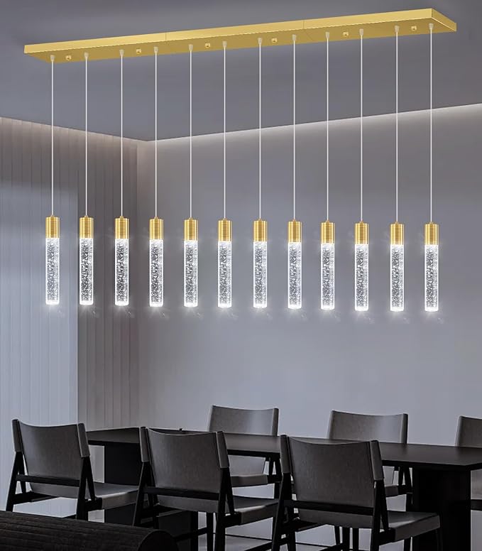 Modern Crystal Chandeliers LED Pendant Light for Kitchen Island Dining Room Entrance Foyer Living Room 6000K Gold