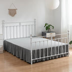 Bed Skirt Queen Size Ruffled Bed Skirts with Split Corners, 14 Inch Drop Dust Ruffle Bed Skirt with Platform, Gray