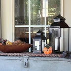 NEEDOMO Bronze Metal Lanterns Decorative Outdoor & Indoor, Set of 4 (17" & 10") with Glass, Candle Holder for Porch, Patio, Garden, Balcony, Wedding, Table Centerpiece Decorations