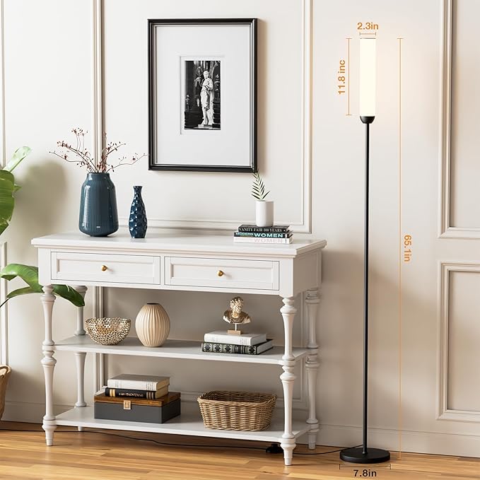 Ambimall LED Floor Lamp with Remote Control, 65" Standing Lamp with Stepless Adjustable 3000K-6500K Colors & 5%-100% Brightness, Foot Switch(Black)