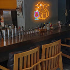 Squirrel Cocktail Neon Sign for Wall Decor, Orange Squirrel Neon Light, USB Powered Animal Cocktail Bar Led Light Up Sign for Bar, Bedroom, Man Cave, Business, Game Room