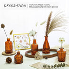 12Pcs Glass Bud Vase Set, Small Dark Brown Flower Vase for Centerpieces, Bud Vases in Bulk, Mini Vintage Vase for Rustic Wedding Decorations（Amber）