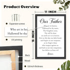 FZMHASLWW Our Father Prayer Wall Decor 16" x 11" Bible Verse Scripture Inspirational Quotes Sign Christian Wood Framed Wall Hanging Art (Black