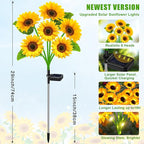 Sunflower Solar Lights Outdoor Decor, 6 Pack Solar Garden Decor 36 Waterproof Solar Sunflower Outdoor Lights for Garden Patio,Flower Bed, Pathway, Gift for Women, Mom, Grandma (6 Pack)