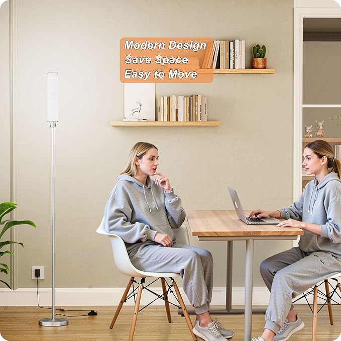 Floor Lamp with Remote Control,Floor Lamps for Living Room/Bedroom/Office, Stepless Adjustable 3000K-6000K Colors and 10-100% Brightness,Standing Light with Foot Switch (Nickel+Beige Linen)