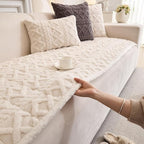 Plush Couch Cover for Pets Super Soft Sofa Covers for Cats & Dogs Washable Sofa SlipCover Furniture Couch Protector for Living Room(35" x 63", White)