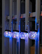 PARTPHONER Solar Lantern Solar Lights Outdoor Waterproof 6-Pack, Solar Powered Hanging Lights Cracked Glass Hanging Globes for Christmas Decoration, Shepherd Hook, Garden Tree Ornaments, Multi-Color