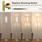 Dimmable Gold Floor Lamp for Living Room,Modern Standing Lamp with Marble Base,LED Bulb Included,Floor Lamps for Bedroom, Living Room,Office,Reading and Nursery(Gold Floor Lamp)