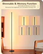 EDISHINE LED Corner Lamp, Set of 2 Minimalist Dimmable Tall Light with Remote, 57.5" Floor Lamps for Living Room, Bedroom, Home Office, 7 Color Temperature 2700-6000K (Black)