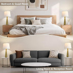 Seealle Modern Table Lamps Set of 2 - Touch Bedside Lamp for Nightstand with USB C+A,3-Way Dimmable Coppery Nightstand Lamps for Living Room Bedroom End Table with White Shade(Bulb Included)