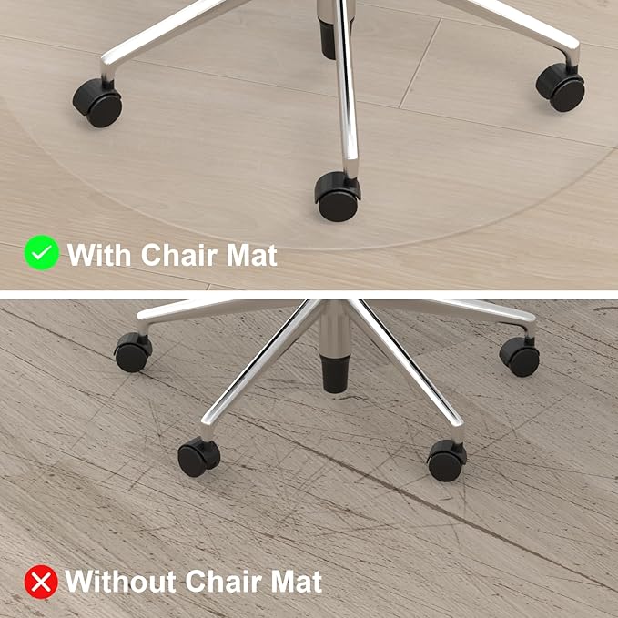Office Chair Mat for Hard Floors,36" x 36" Desk Mat Comfortable and Non-Skid Office Chair Mat Protect Your Floors from Damage, Easy Glide Rolling Plastic Floor Mat for Work,Home