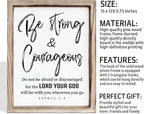 Inspirational Wood Signs, Christian Wooden Wall Plaque, Religious Home Decor, Bible Verse Decor Art, Framed Wall Plaque Sign 15 * 11.5 inches, Be Strong and Courageous Sign