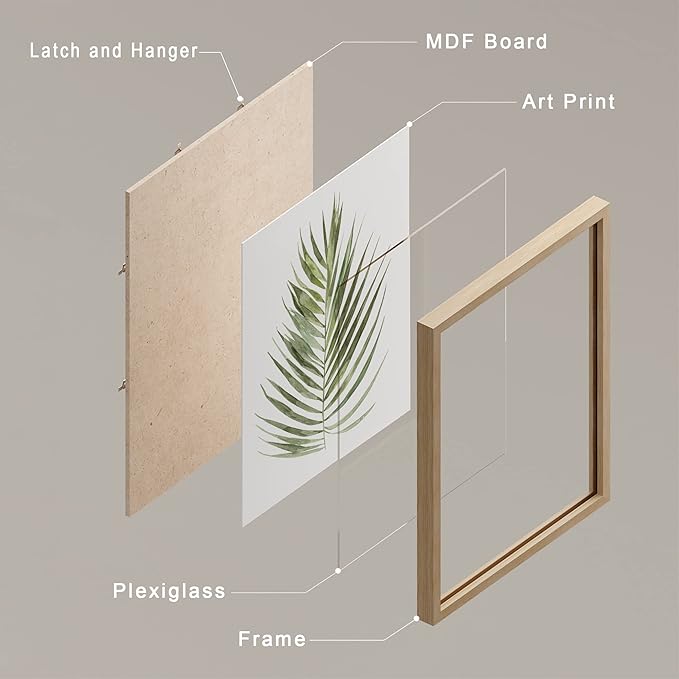 SIGNWIN Framed Banana Palm Monstera Leaf Wall Art, Set of 4 Green Pastel Wall Decor Prints, Nature Wilderness Wall Décor for Living Room, Bedroom - 11"x14" Natural