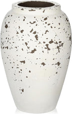 Handcrafted Flower Vase, 10.5" Tall Terracotta Vases, Vintage Rustic Ceramic Vase Décor, Wide Mouth, Matte Finish for Home Office Resto Café Décor