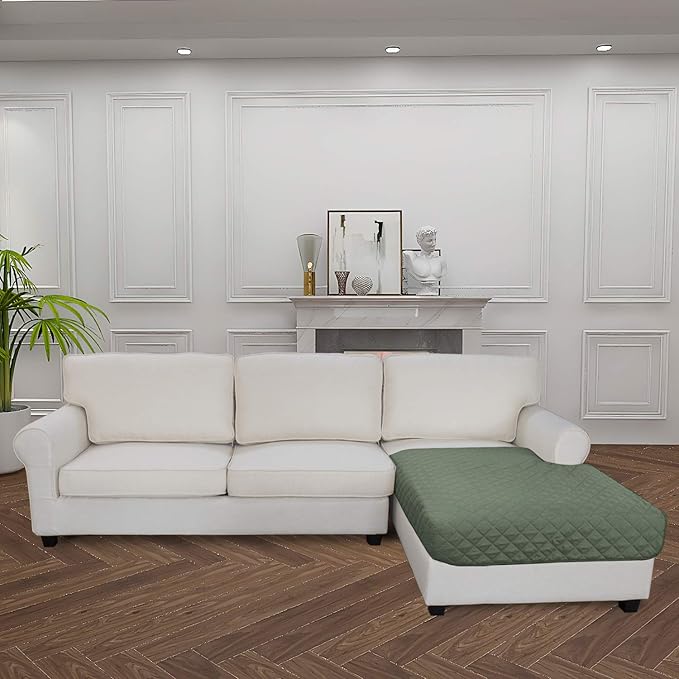 Easy-Going Sectional Couch Covers for Dogs L Shape Sofa Cover Reversible Sofa Slipcover Chaise Lounge Cover Furniture Protector Cover for Pets Dog Cat (42 x 68 inches, Greyish Green/Greyish Green)