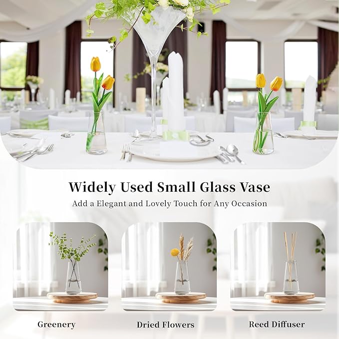 Glasseam Clear Flower Vases for Centerpieces: Modern Glass Vase Set of 24 for Wedding Party Centerpiece Home Table Decor 5.5In Small Bud Vases for Flowers Rose Tulip Stems