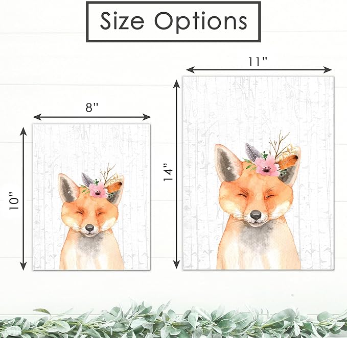 DREAM BIG PRINTABLES Woodland Animals Nursery Wall Art Prints (Set of 6) - Unframed - 8x10s | Farmhouse Boho Art - Great Baby Shower Gift - Unisex for Boys and Girls - Kids Bedroom Decor