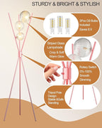 Lightdot Tripod Floor Lamp Dimmable Pink Standing Lamps with Globe Clear Glass Lampshade 3PCS 3000K G9 Bulbs Included Mid Century Modern Floor Lamp for Living Room/Bedroom