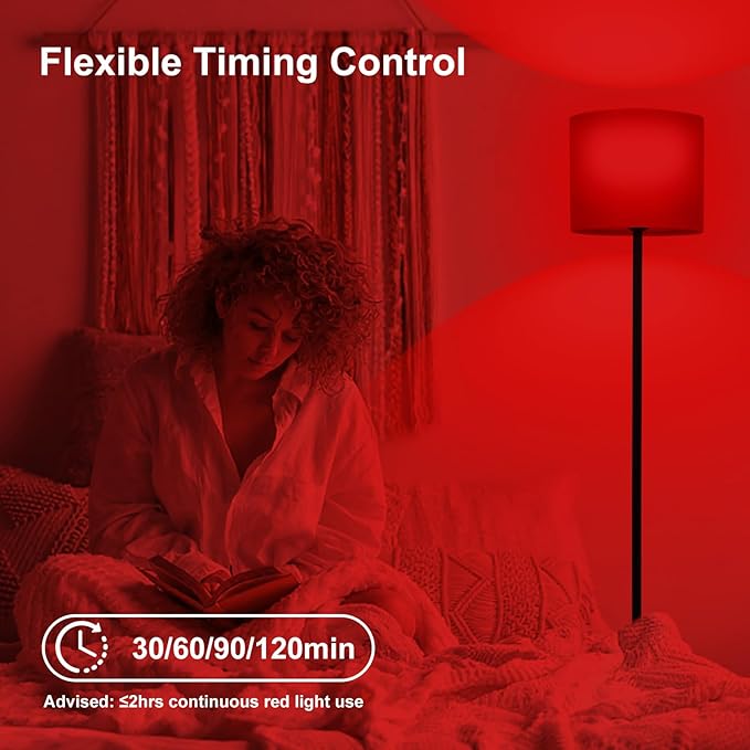 Floor Lamp with Red Light - 670nm Red Night Light for Sleep, 3CCT LED Standing Lamp with Remote, Dimmable Modern Floor Light with Timer and Memory, Sturdy Iron Base, Linen Shade, for Bedroom