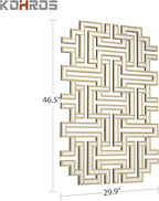 KOHROS Large Modern Gold Wall Mirror - 46.5"x30" Geometric Maze Design Decorative Mirror for Home Decor Living Room Entryway Hallway Farmhouse, Mirrors for Wall Decor