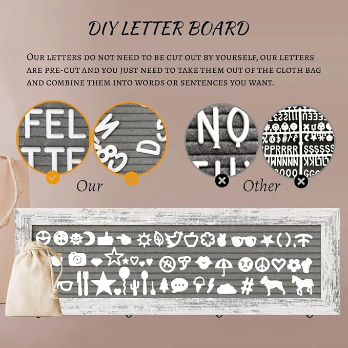 Picture Frames Collage Wall Decor Hanging Photo Display, Birthday Gifts for Mom Grandma Teen Girl, Felt Letter Board with 270 Letters and 30 Clips, Unique DIY Collage Picture Frames for Mothers Day