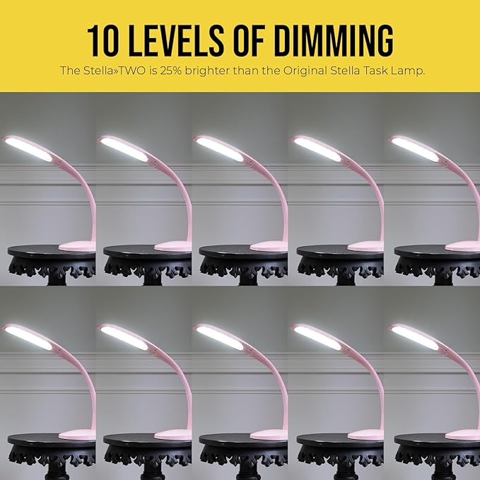 Stella Two Task Lamp, Adjustable Desk Lamp, Dimmable LED Light with Custom Color Temperature for Desk, Home Office, Bedroom, or Living Room, Modern Design for Work, Study, and Reading Needs (12W)