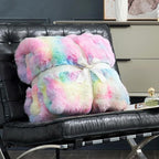 Cozy Bliss Faux Fur Throw Blanket for Couch, Fuzzy Soft Plush Thick Bubble Blanket for Sofa Bedroom Living Room,50 * 60 Inches Tie-dye Rainbow