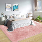 Latepis Pink Area 8x10 Shaggy Faux Sheepskin Fur Rug for Living Room Floor Cute Plush Carpet for Bedroom Girls Soft Furry Rug Luxury Home Decor