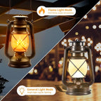 Battery-Powered 2 Modes Lighting LED Vintage Lanterns Decorative Outdoor & Indoor, 2 Pack Bronze Lights with Dancing Flame, Waterproof Remote Control Retro Lanterns Decor for Room,Garden,Porch