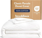 Brooklinen Luxury Percale Duvet Cover – 100% Cotton, Cool, Crisp, Extra-Long Corner Ties, Button Closure, Soft & Breathable – Machine Washable, Duvet Cover King/California King Bed Sizes (White)
