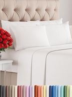 Full Sheets Set 6 Piece - Includes 4 Pillowcases - Bed Sheets Full Size - Soft Hotel Luxury Bedding - Cooling, Comfy & Breathable - 1 Flat & 1 Fitted & 4 Pillowcases w/ Deep Pockets - Antique White