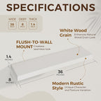 Dreamland 36 inch Floating Shelves Wall Shelves for Office with Invisible Brackets, 8 inch Deep Shelves for Bathroom, Living Room, Kitchen, Office, 36x7.9 inch deep Set of 2, White