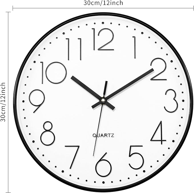 Lumuasky 4 Pack Wall Clock,12 Inch Silent Battery Operated Non Ticking Quartz Round Analog Classic Clock Modern Design for Home Office Classroom School Living Room Bedroom