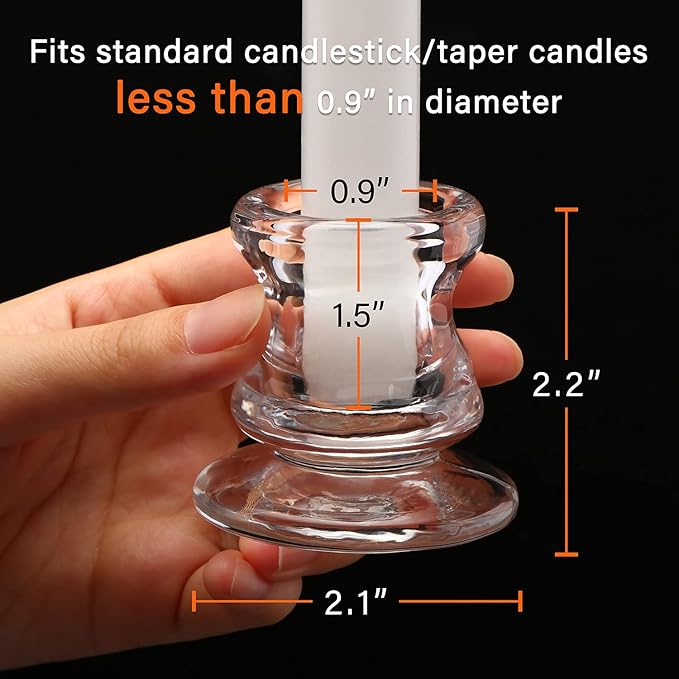 Candlestick Holders Bulk - 12PCS Taper Candle Holders for Table Centerpiece - Thick Glass Candle Holders for Wedding, Party and Festival Decoration
