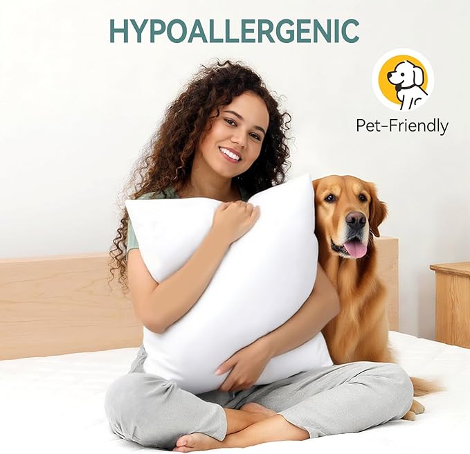 22x22 Pillow Inserts Set of 2, Throw Pillow Inserts with Down Alternative Set Square Decorative Throw Pillows for Couch Bed Sofa (1, 22x22 Inch,Pack of 2)