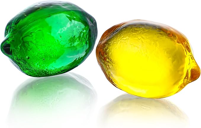 Glass Lemon Figurine Collectibles Glass Fruits Decoration for Home Kitchen Office Table Centerpiece Lemon Ornament Decoration