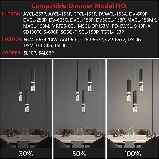 Modern Dimmable Led Pendant Lights Kitchen Island, Ideal for Living Room, Bedroom,Sink 18w LED Crystal Energy-Saving Hanging Lamp for Cozy Lighting (Black 3 Light)