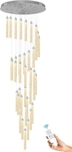 Chandeliers for Living Room 38-Lights Modern Crystal Light Extra Large Chandelier Light Fixture Entryway Foyer High Ceiling Chandelier Lighting with Sloping Ceiling