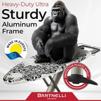 Bartnelli Pro Luxury Ironing Board - Extra Wide 62x19” Steam Iron Rest, Adjustable Height, T-Leg Foldable, European Made