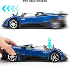 1/24 Car Model Compatible for Collectible Pagani Zonta HP Diecast Toy Car,Zinc Alloy Pull Back Cabriolet Vehicles Toy with Sound and Light for Adult Boys Girls (Blue)