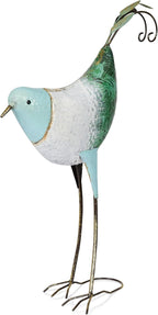 Alpine Corporation MCC702 Head-Down Metal Bird Outdoor Statue, Animal Décor for Patio, Lawn & Garden, 24" H, Blue and White