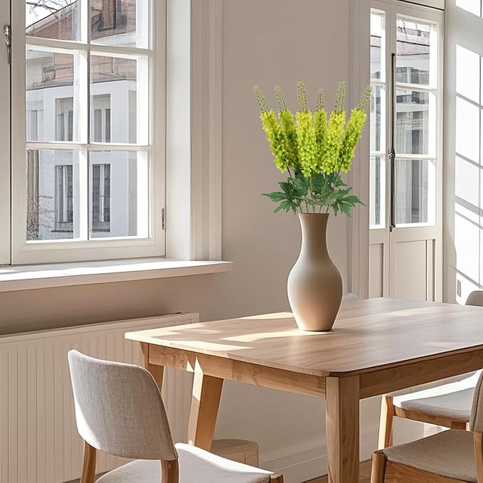 6PCS Delphinium Artificial Flowers 29.5" Realistic Green Silk Flowers Faux Snapdragon Flowers Long Stem Fake Hyacinth for Tall Vase Wedding Home Garden Decor (Green)