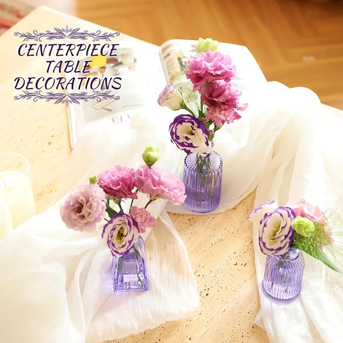 Glass Bud Vases Set of 12, Small Purple Vase Glass Vases for Flowers Modern Ribbed Colored Bud Vase for Decor Wedding Flower Vase in Bulk Vintage Decor Bridal Shower Centerpieces Home Table Decoration