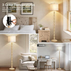 Luvkczc 62" Floor Lamps for Living Room,3 Color Temperature Standing Lamp, Vintage Farmhouse Floor Lamp with Rotary Switch, Rustic Resin Tall Lamps for Living Room, Bedroom, Office, Corner (Cream)