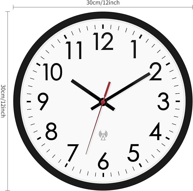Lumuasky Atomic Wall Clock Analog 12 inch Silent Battery Operated Wall Clocks Modern Clock for Living Room, Office, Home, Bedroom, Kitchen, Bathroom
