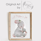 Mother and Child Bunny Wall Art Print - Unframed - 8x10 | Nursery Decor | Bedroom Decor | Room Decor Aesthetic | Bedroom Wall decor